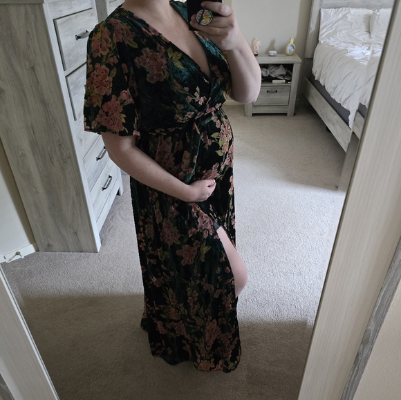 Baltic born Uma velvet maxi dress green floral Large - Picture 4 of 12